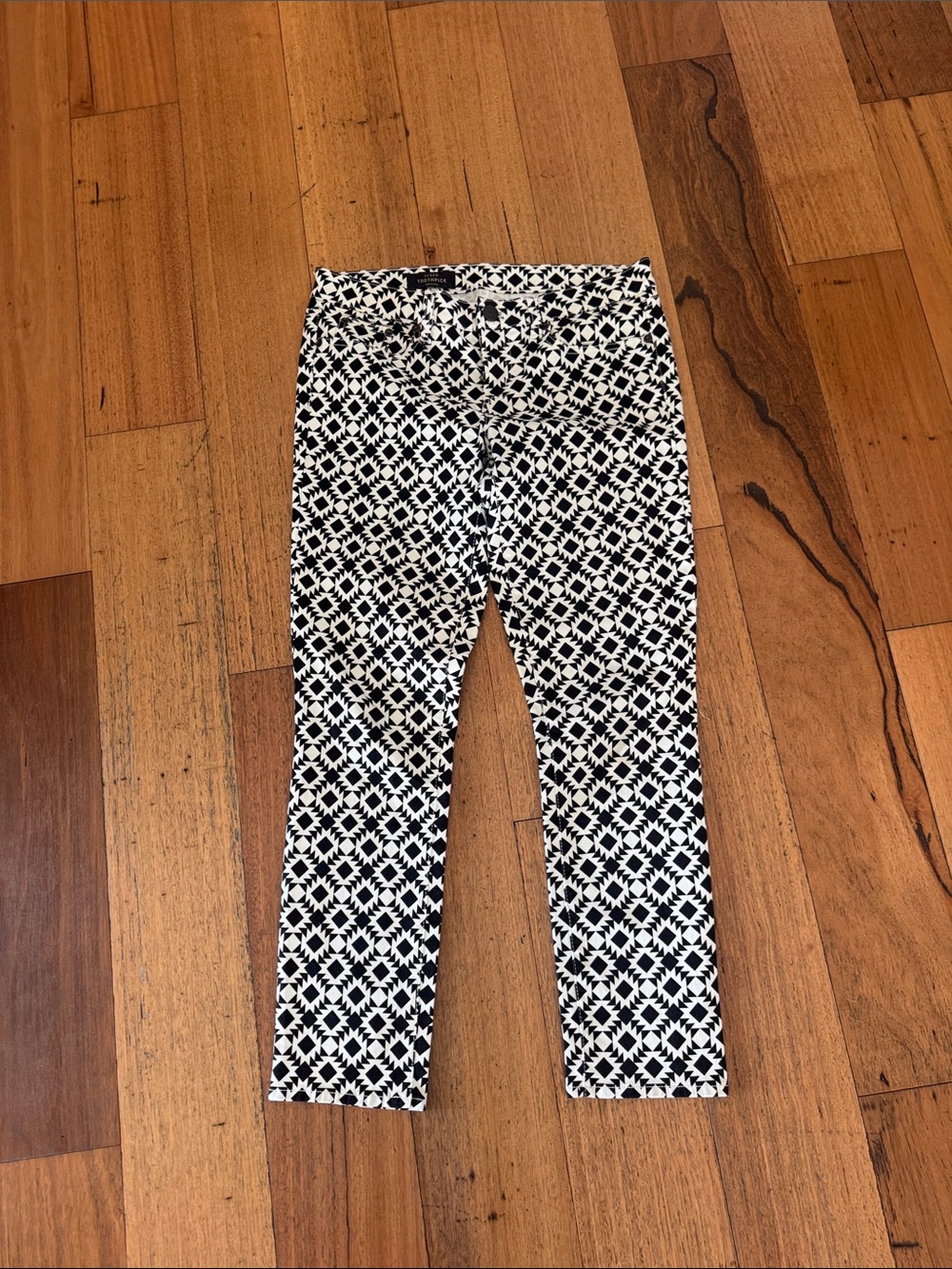 J. Crew Black & White Geometric Cropped Jeans